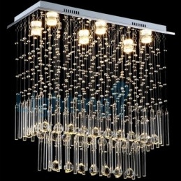 Lampadario moderno a sospensione con gocce di cristallo, 6 LED, 70 x 30 x 70 cm