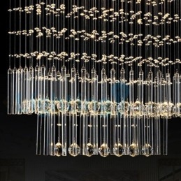 Lampadario moderno a sospensione con gocce di cristallo, 6 LED, 70 x 30 x 70 cm