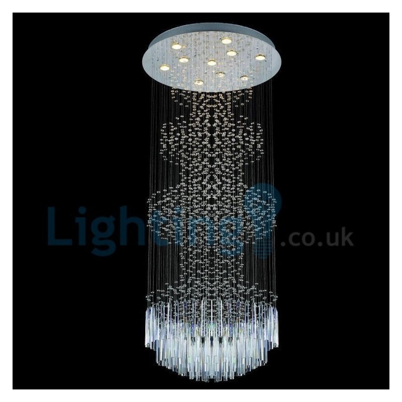 Lampadario a sospensione moderno con gocce di cristallo 60x60x150 cm, 10 LED