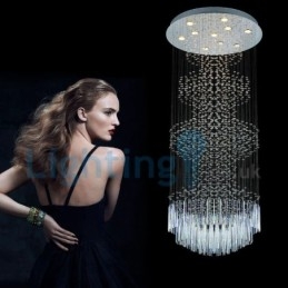 Lampadario a sospensione moderno con gocce di cristallo 60x60x150 cm, 10 LED