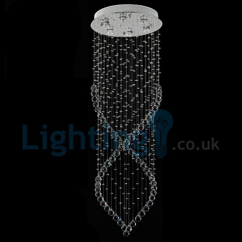 Lampadario a sospensione moderno con cristalli a goccia 50x50x150 cm 6 LED