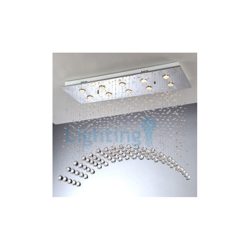 Lampadario a sospensione moderno in cristallo a goccia 10 luci LED 80x30x80 cm