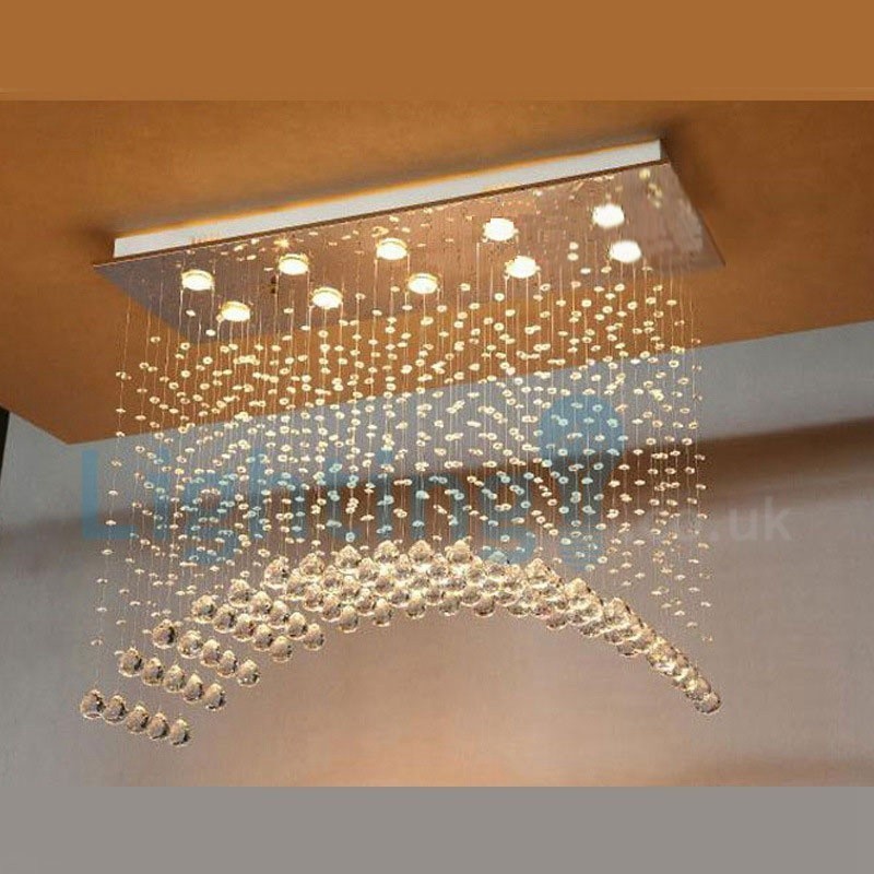 Lampadario a sospensione moderno in cristallo a goccia 10 luci LED 80x30x80 cm