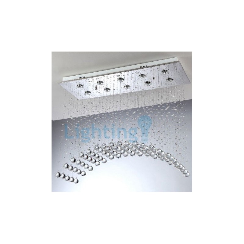 Lampadario a sospensione moderno in cristallo a goccia 10 luci LED 80x30x80 cm