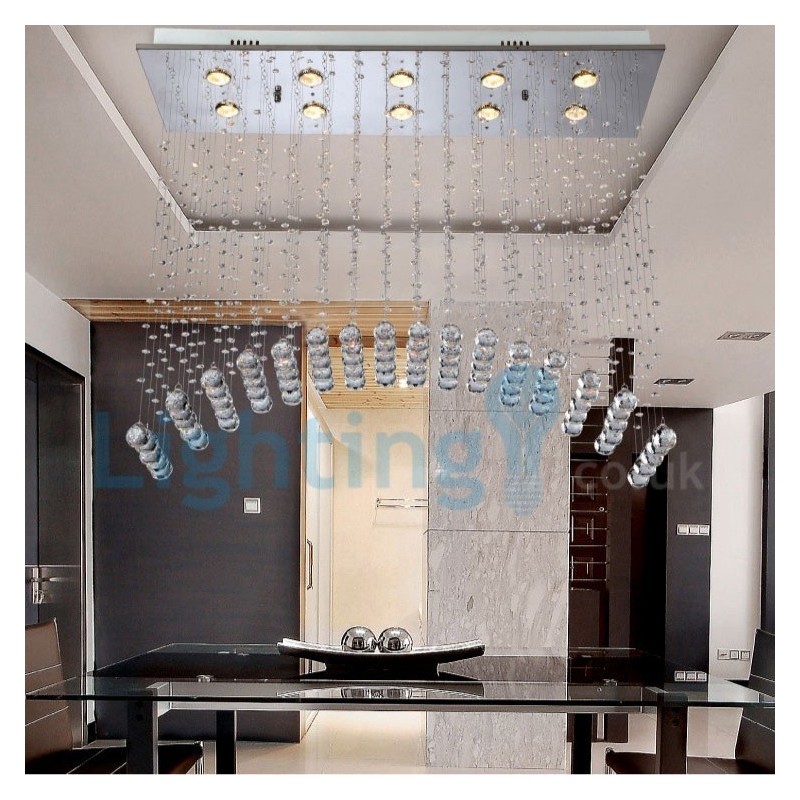 Lampadario a sospensione moderno in cristallo a goccia 10 luci LED 80x30x80 cm