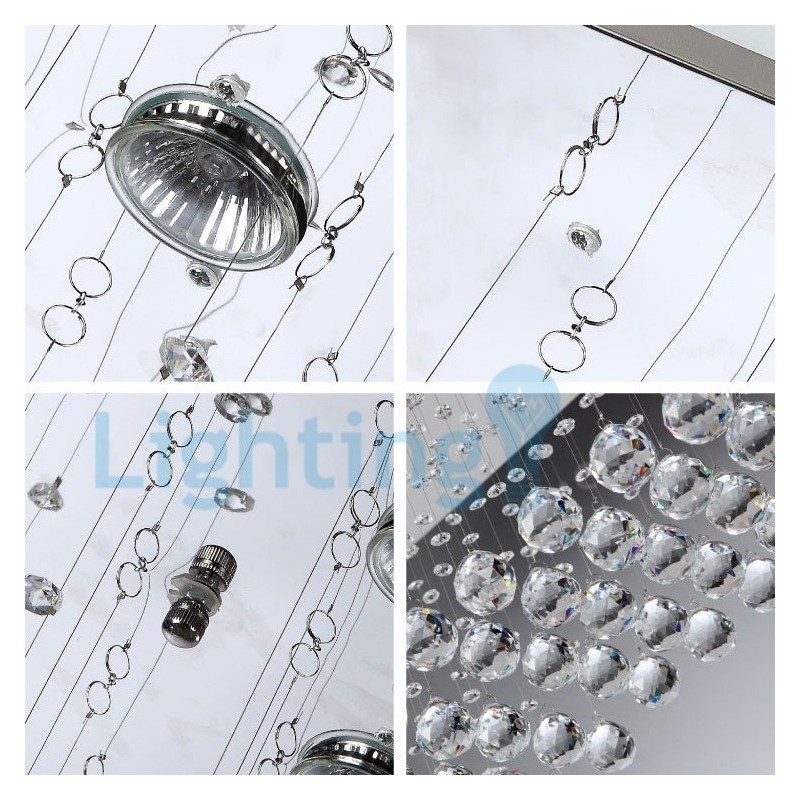 Lampadario a sospensione moderno in cristallo a goccia 10 luci LED 80x30x80 cm