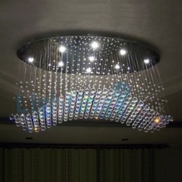 Lampadario a sospensione moderno con gocce di cristallo, 9 LED, 120x40x80 cm