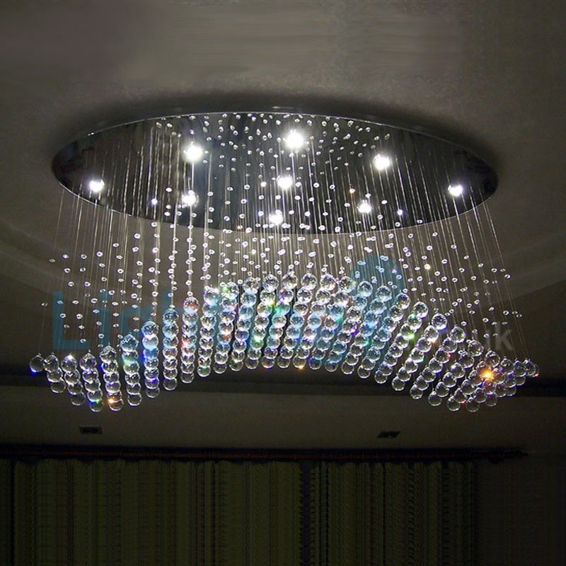 Lampadario a sospensione moderno con gocce di cristallo, 9 LED, 120x40x80 cm
