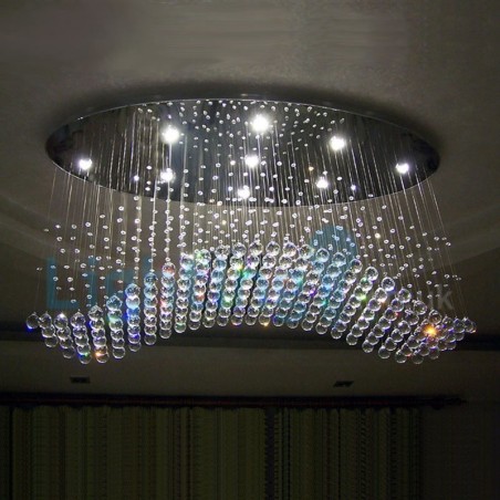 Lampadario a sospensione moderno con gocce di cristallo, 9 LED, 120x40x80 cm