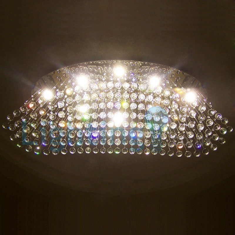 Lampadario a sospensione moderno con gocce di cristallo, 9 LED, 120x40x80 cm