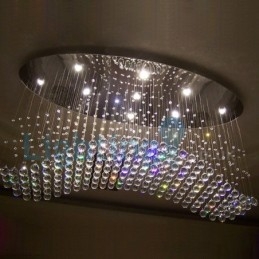 Lampadario a sospensione moderno con gocce di cristallo, 9 LED, 120x40x80 cm