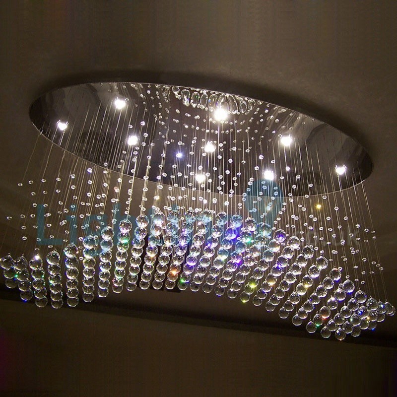 Lampadario a sospensione moderno con gocce di cristallo, 9 LED, 120x40x80 cm