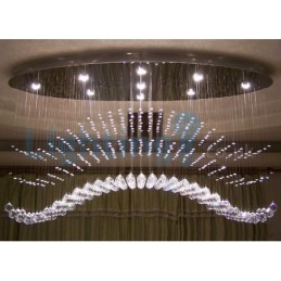 Lampadario a sospensione moderno con gocce di cristallo, 9 LED, 120x40x80 cm