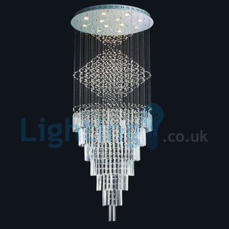 Lampadario a sospensione moderno in cristallo a goccia 100 x 100 x 250 cm 12 LED