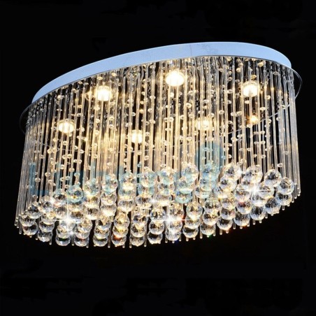 Lampadario a sospensione moderno in cristallo a goccia, 6 luci LED, 80 x 40 x 40 cm