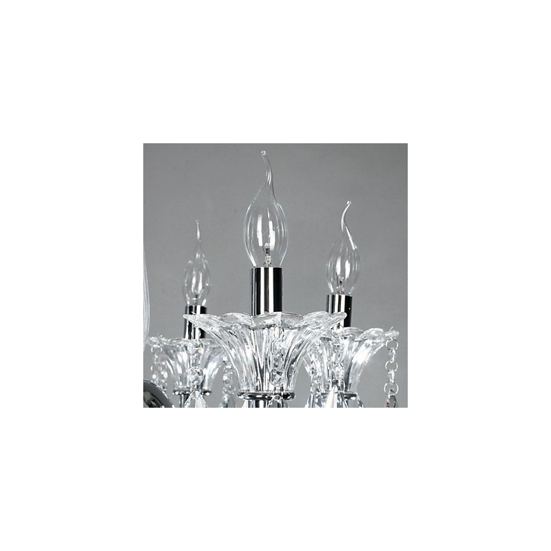 Lampadario rustico Lodge a 6 luci con paralume in vetro bianco