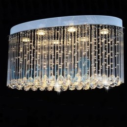 Lampadario a sospensione moderno in cristallo a goccia, 6 luci LED, 80 x 40 x 40 cm