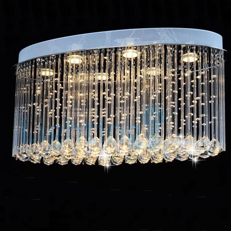 Lampadario a sospensione moderno in cristallo a goccia, 6 luci LED, 80 x 40 x 40 cm