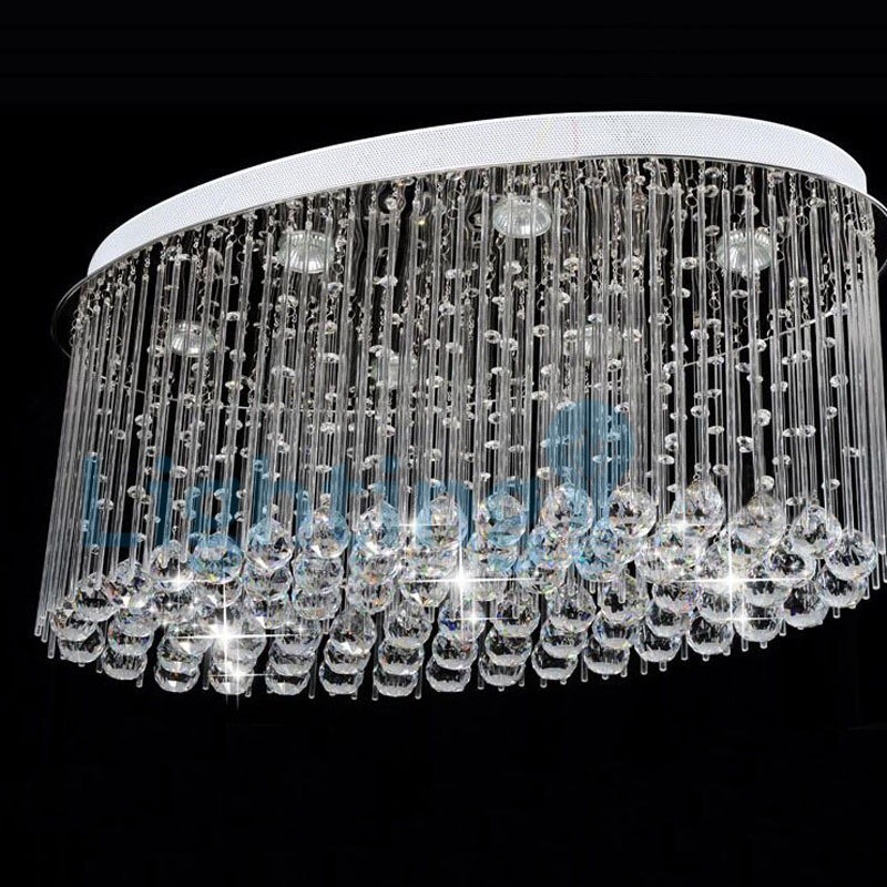 Lampadario a sospensione moderno in cristallo a goccia, 6 luci LED, 80 x 40 x 40 cm