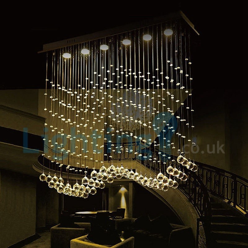 Lampadario a sospensione moderno in cristallo a goccia 100x20x100 cm 6 LED
