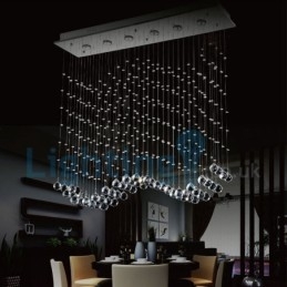 Lampadario a sospensione moderno in cristallo a goccia 100x20x100 cm 6 LED