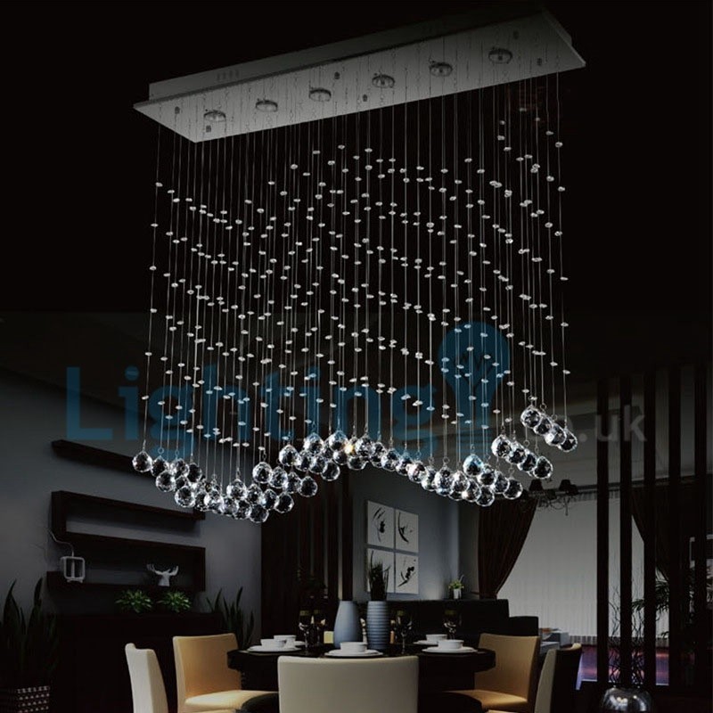 Lampadario a sospensione moderno in cristallo a goccia 100x20x100 cm 6 LED