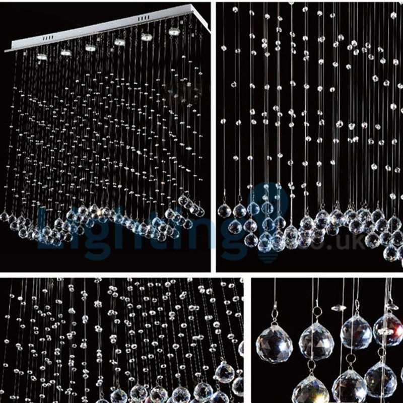 Lampadario a sospensione moderno in cristallo a goccia 100x20x100 cm 6 LED