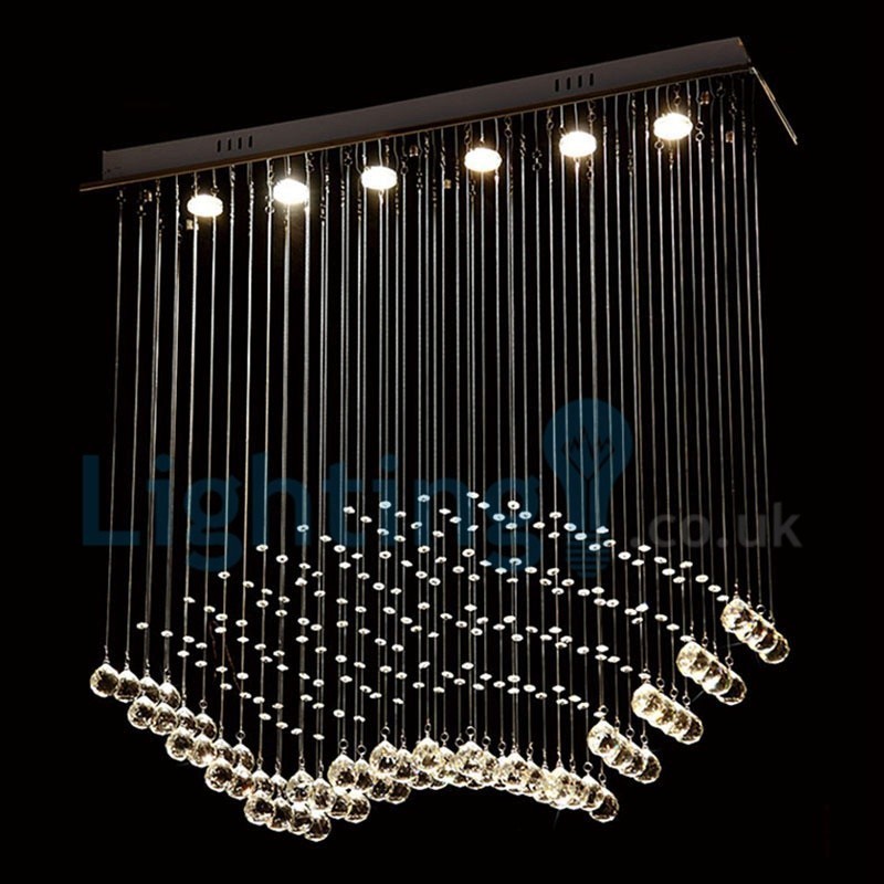 Lampadario a sospensione moderno in cristallo a goccia, 6 luci LED