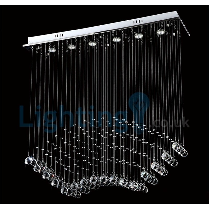 Lampadario a sospensione moderno in cristallo a goccia, 6 luci LED