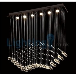 Lampadario a sospensione moderno in cristallo a goccia, 6 luci LED