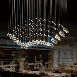 Lampadario a sospensione moderno in cristallo a goccia, 6 luci LED