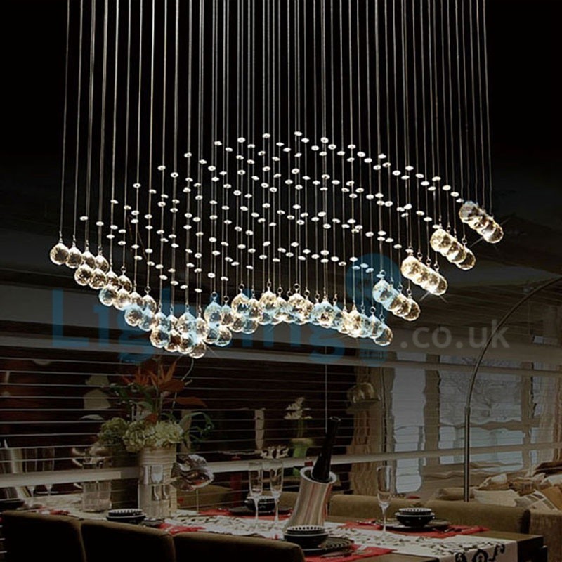 Lampadario a sospensione moderno in cristallo a goccia, 6 luci LED