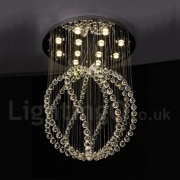 Lampadario a sospensione moderno in cristallo a goccia 80x80x130 cm 13 LED