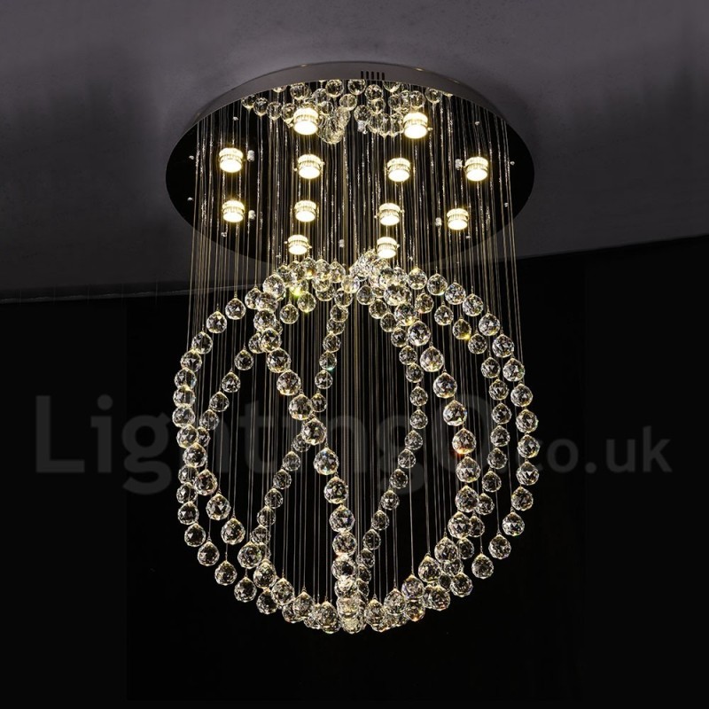Lampadario a sospensione moderno in cristallo a goccia 80x80x130 cm 13 LED