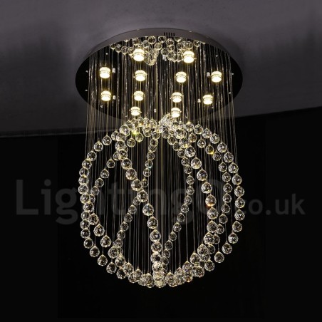 Lampadario a sospensione moderno in cristallo a goccia 80x80x130 cm 13 LED