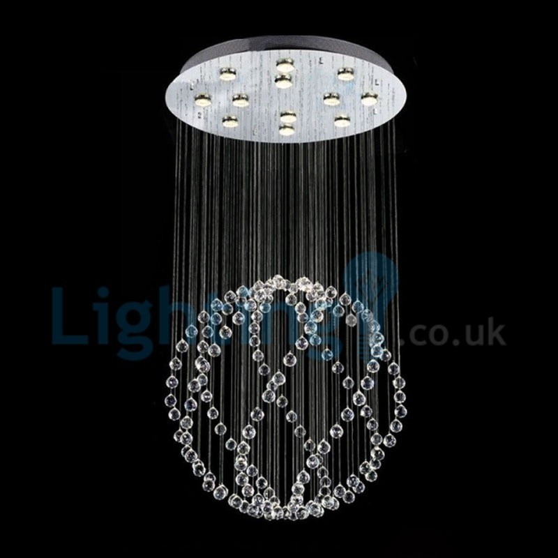 Lampadario a sospensione moderno in cristallo a goccia 80x80x130 cm 13 LED