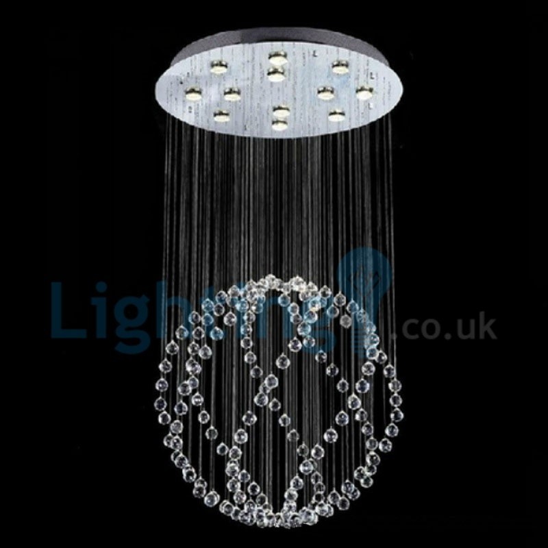 Lampadario a sospensione moderno in cristallo a goccia 80x80x130 cm 13 LED