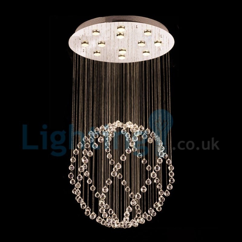 Lampadario a sospensione moderno in cristallo a goccia 80x80x130 cm 13 LED
