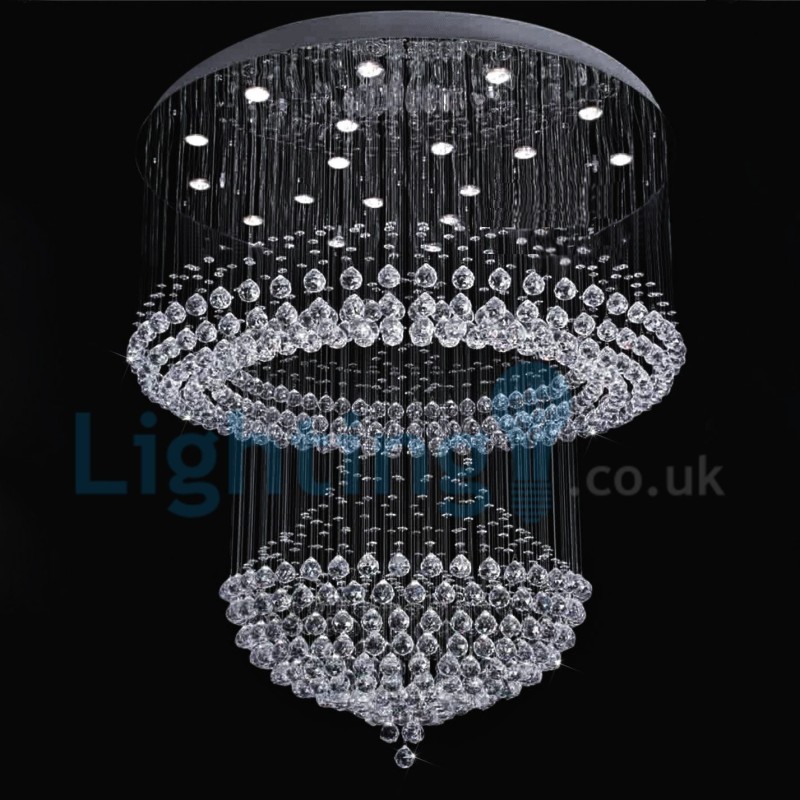 Lampadario a sospensione moderno in cristallo a goccia, 120x120x140 cm, 22 LED