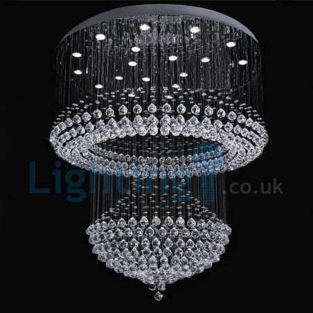 Lampadario a sospensione moderno in cristallo a goccia, 120x120x140 cm, 22 LED