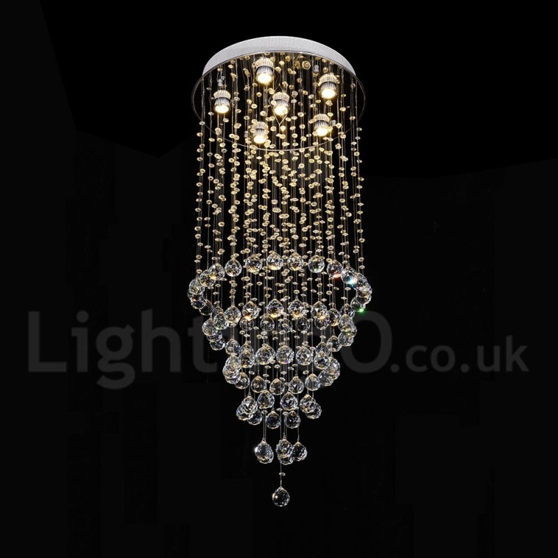 Lampadario moderno a sospensione a filo con gocce di cristallo 50 x 50 x 100 cm 6x3 W