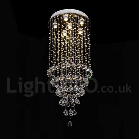 Lampadario moderno a sospensione a filo con gocce di cristallo 50 x 50 x 100 cm 6x3 W