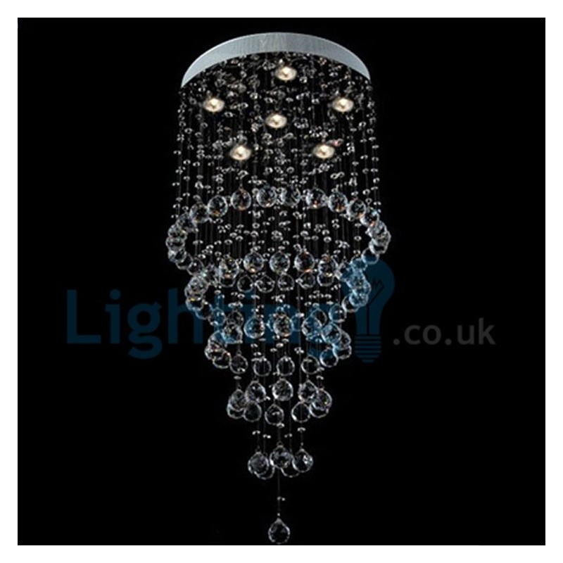 Lampadario moderno a sospensione a filo con gocce di cristallo 50 x 50 x 100 cm 6x3 W