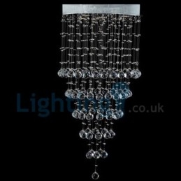 Lampadario moderno a sospensione a filo con gocce di cristallo 50 x 50 x 100 cm 6x3 W