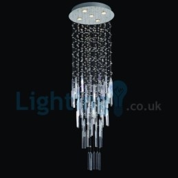 Lampadario a sospensione moderno in cristallo a goccia 5 luci 50 x 50 x 150 cm