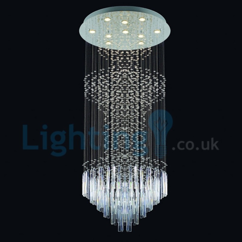 Lampadario a sospensione moderno in cristallo a goccia 60x60x150 cm, 10 LED