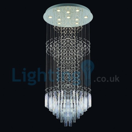 Lampadario a sospensione moderno in cristallo a goccia 60x60x150 cm, 10 LED