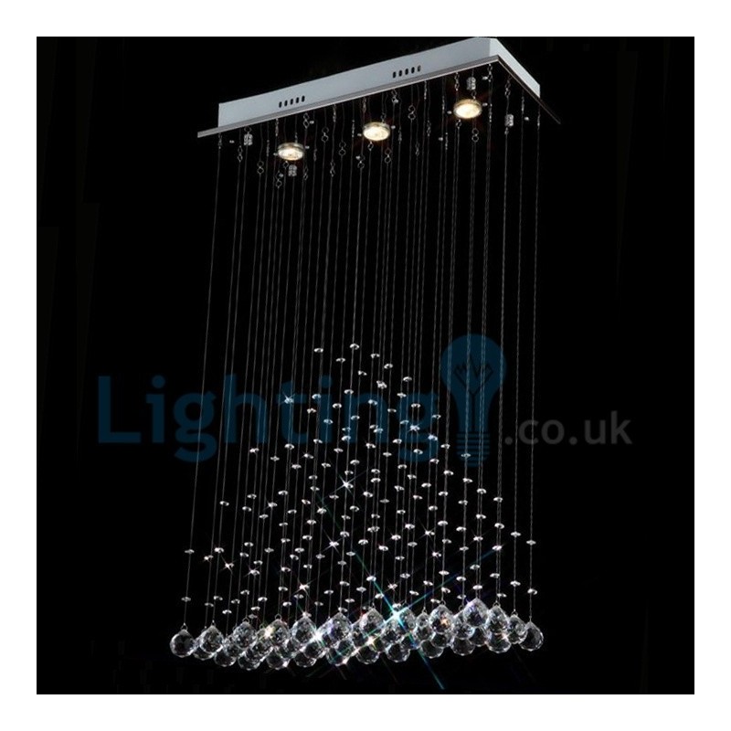 Lampadario a sospensione moderno in cristallo a goccia 55 x 20 x 100 cm, 3 LED