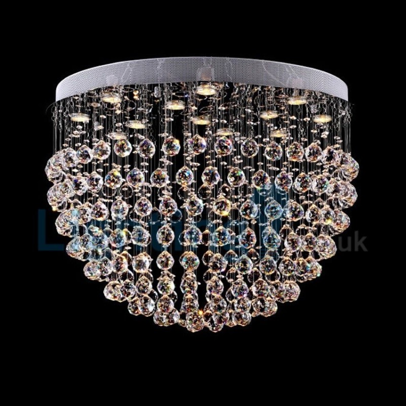Lampadario a sospensione moderno contemporaneo con cristalli a goccia 80 x 80 x 55 cm
