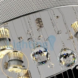 Lampadario a sospensione moderno contemporaneo con cristalli a goccia 80 x 80 x 55 cm